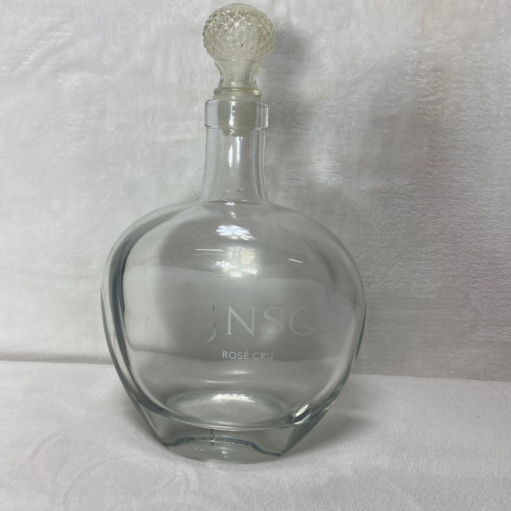 JNSQ Rose Cru‎ Clear Glass Decanter Bottle Round Base with Textured Stopper